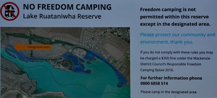 No Freedom Camping sign