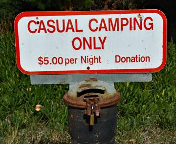 Casual camping sign