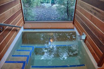 Inside a private spa pool