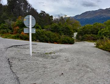 Entrance to the access driveway