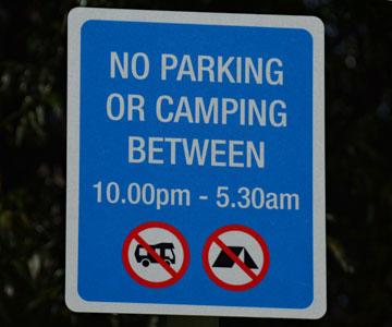No parking or camping sign