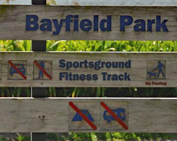 Bayfield Park sign