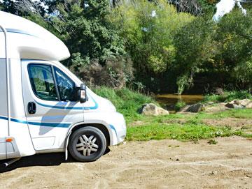 Parking alongside the Silver Stream river