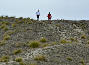 People returning from the top of the pass