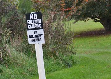 No Freedom Camping sign