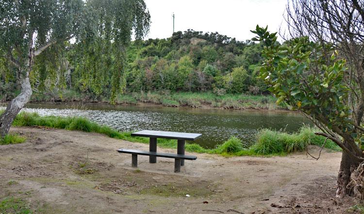 Picnic table by the river