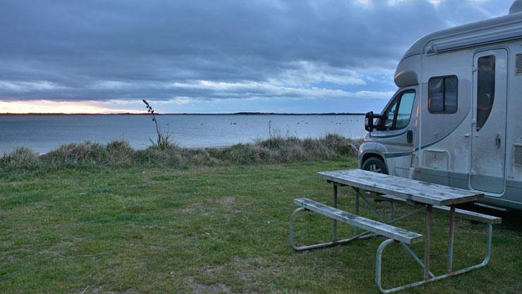 Parked overlooking the harbour