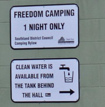 Freedom Camping sign