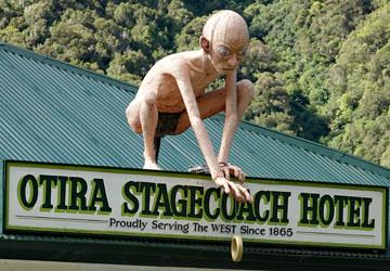 Gollum above the hotel sign