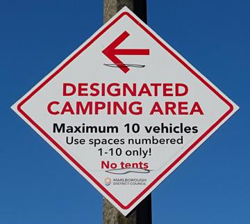 Designated camping sign