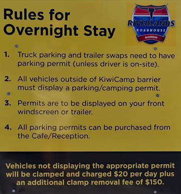 Overnight Stay sign