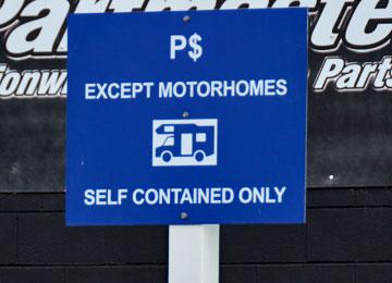 Motorhome parking sign