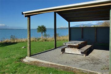 Picnic shelter overlooking the lake