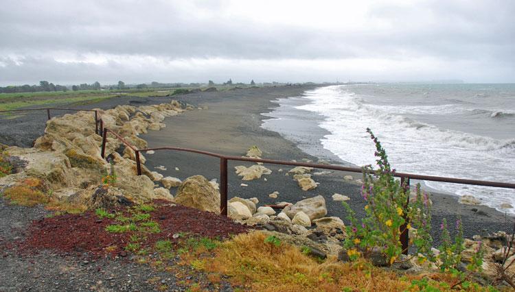 The rugged coastline