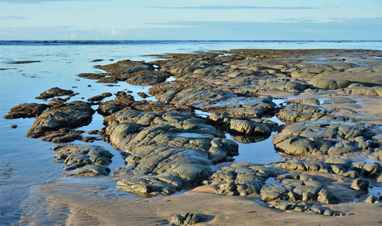 Interesting rock formations on the beach