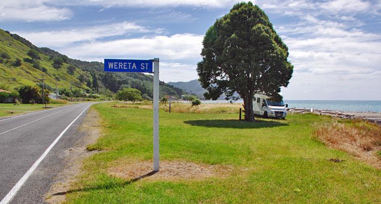 Beach parking at Tokomaru Bay