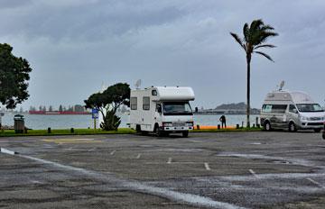 Motorhome parking overlooking the harbour