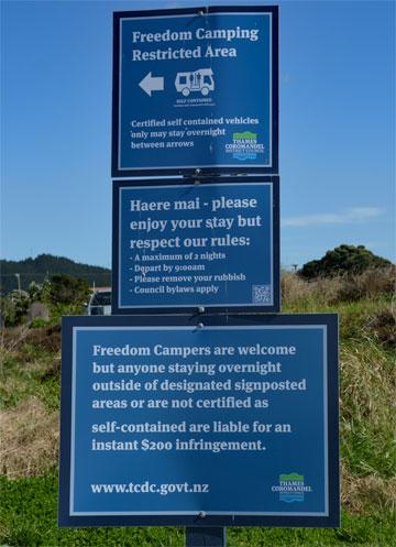 Freedom Camping sign